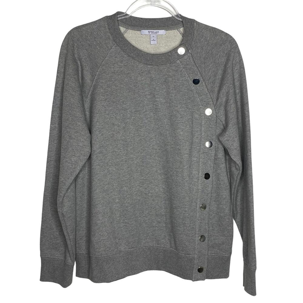 Derek Lam 10 Crosby Womens Size Large Gray‎ Liana Snap Sweatshirt Long Sleeve